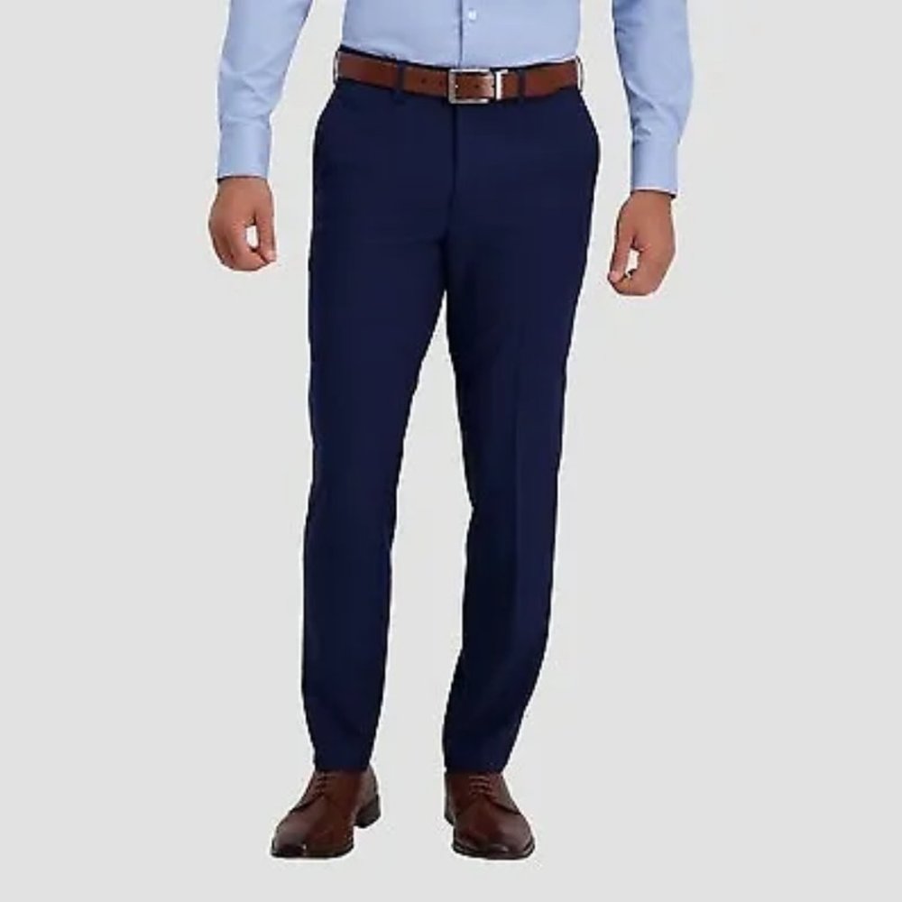 Haggar H26 Men's Premium Stretch Slim Fit Dress Pants 30x30 Midnight Blue